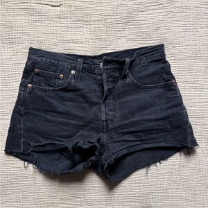 Levi's 501 original Black High-Waisted Jean Shorts Distressed